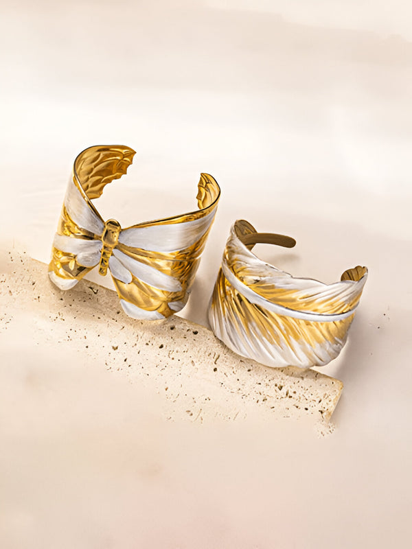 Leaf Luxe Sculpted Cuff Bangle