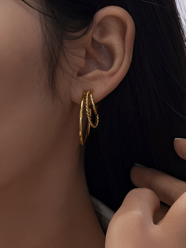 Dual-Tone Luxe Hoop Earrings