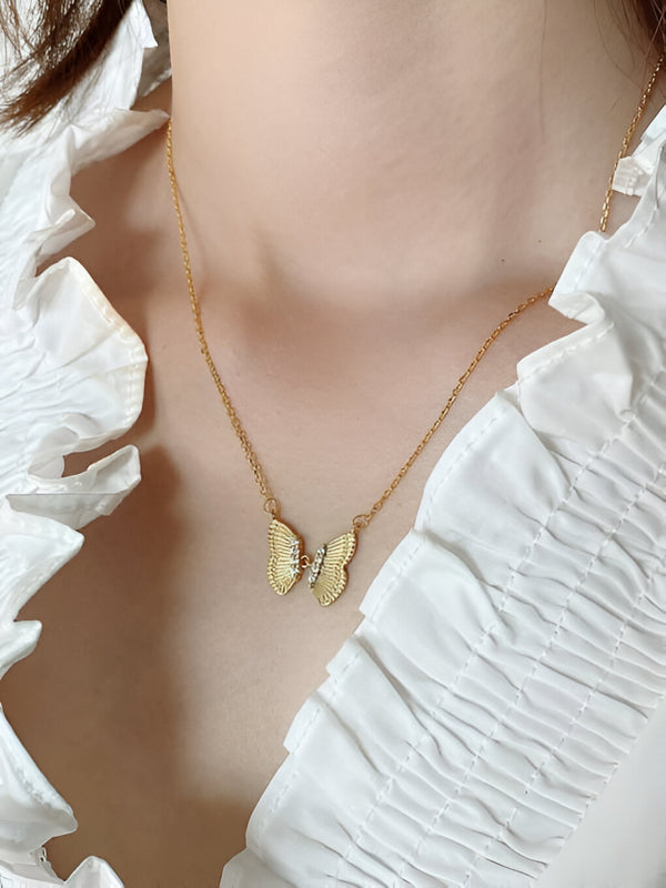 Vintage Butterfly Pendant Necklace