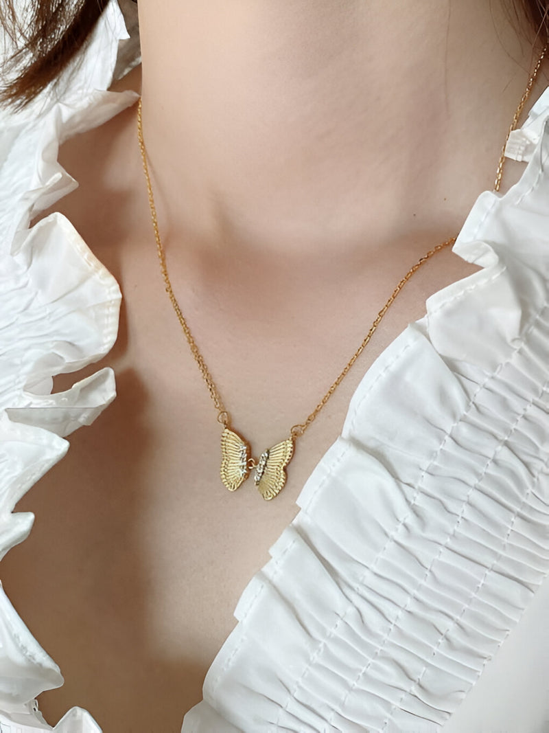 Vintage Butterfly Pendant Necklace