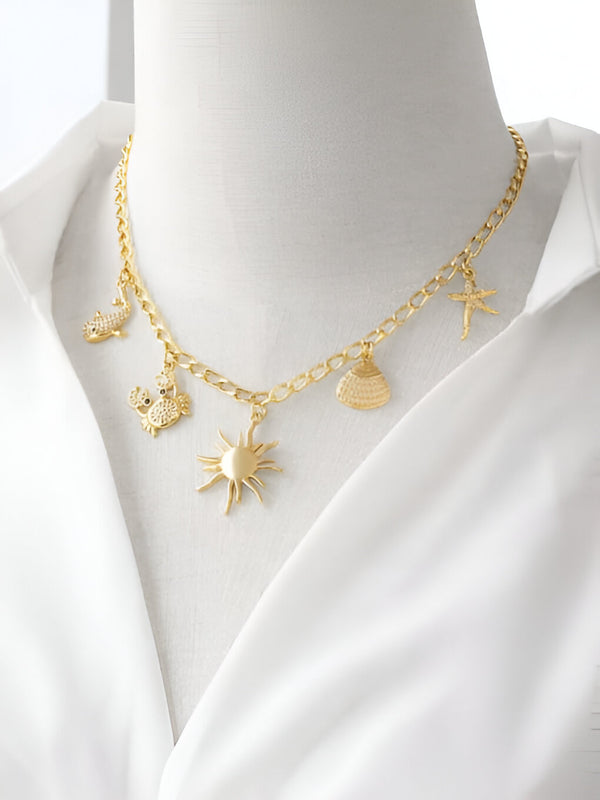 Seaside Charm Gold Necklace & Bracelet Set