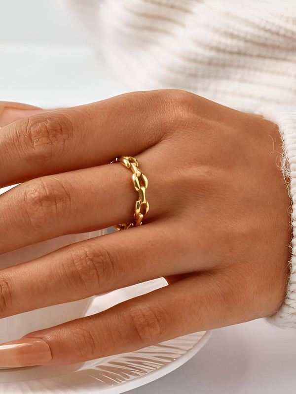 Anore Gold Chain Minimalist Band Ring