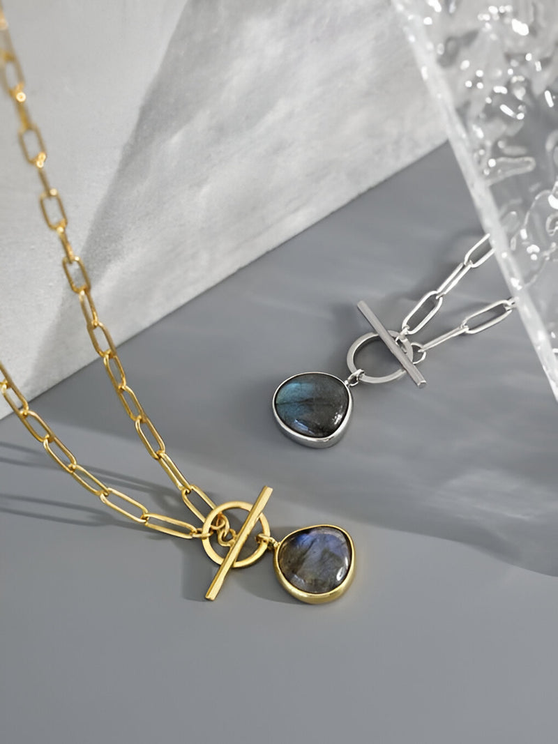 Sterling Silver Opal Vintage Toggle Necklace