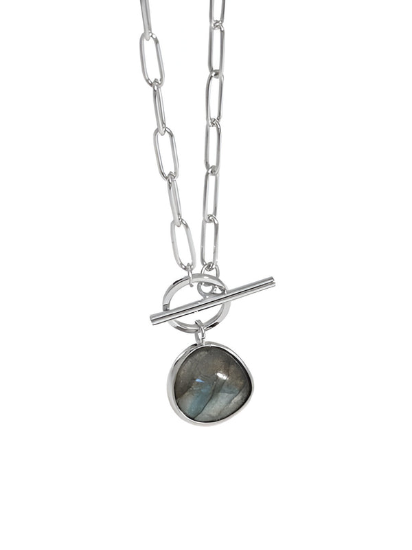 Sterling Silver Opal Vintage Toggle Necklace