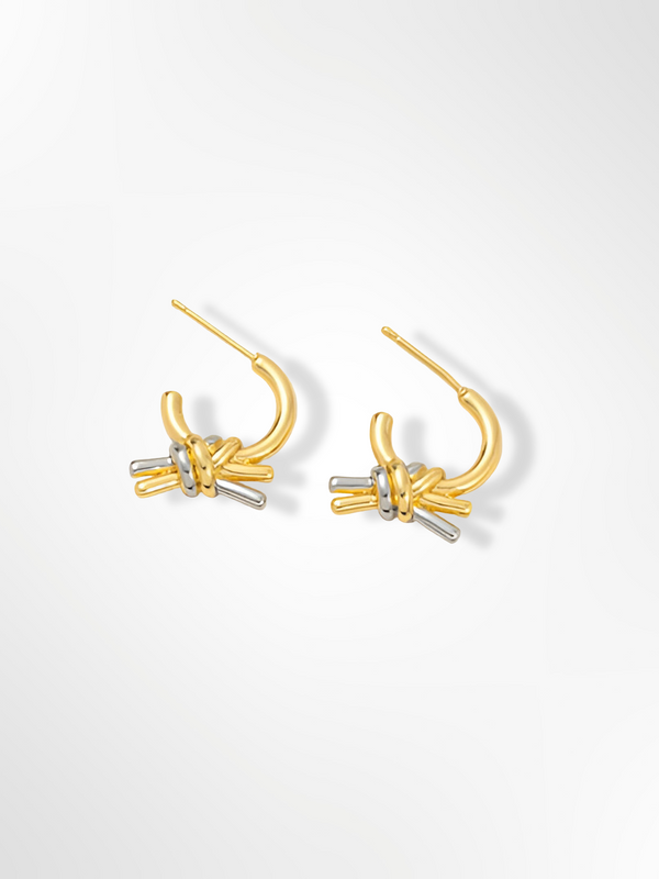 Dual-Tone Knot Drop Earrings