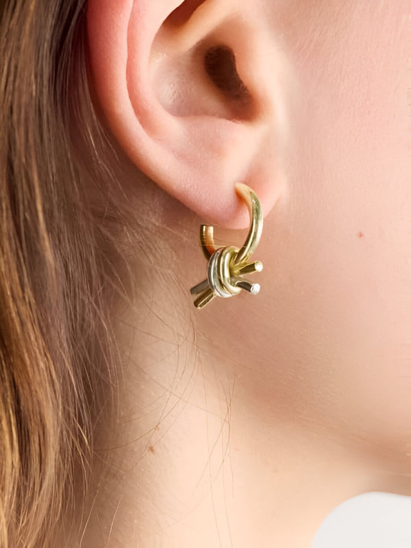 Dual-Tone Knot Drop Earrings