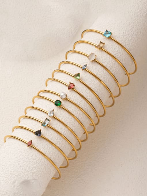 Birthstone Water-Drop Dainty Cuff Bangle