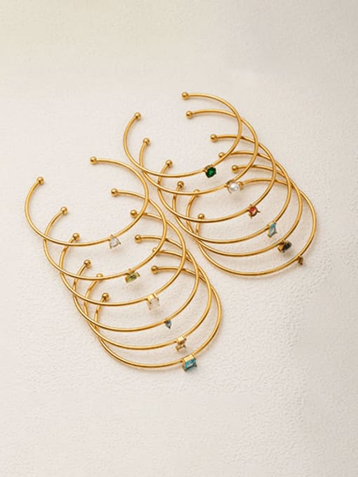 Birthstone Water-Drop Dainty Cuff Bangle