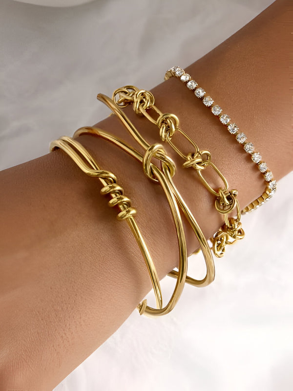 Gold Knot Minimalist Cuff Bangle