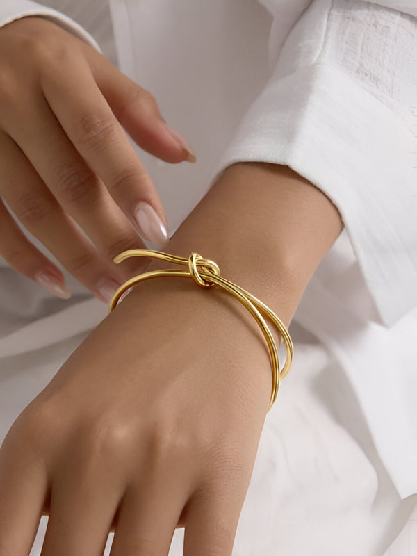 Gold Knot Minimalist Cuff Bangle