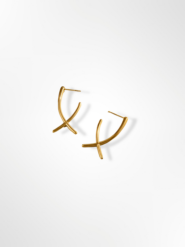Minimalist Cross Gold Drop Earrings