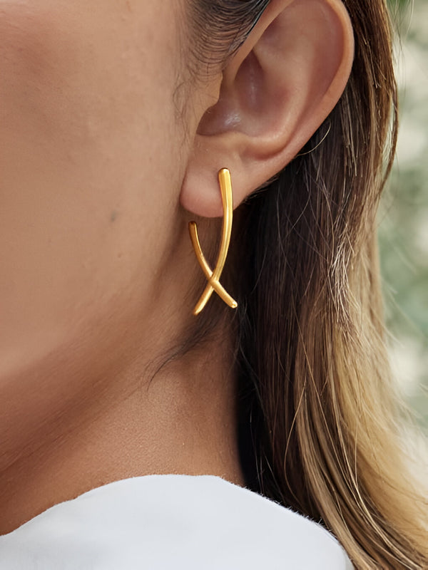 Minimalist Cross Gold Drop Earrings