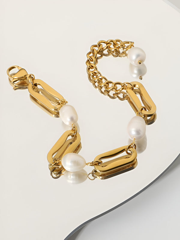 Freshwater Pearl Geometric Statement Bracelet