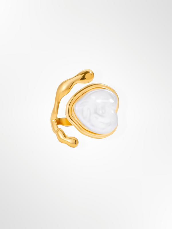 Pearl Heart Sculpted Ring – 18K Gold Plated | Anore