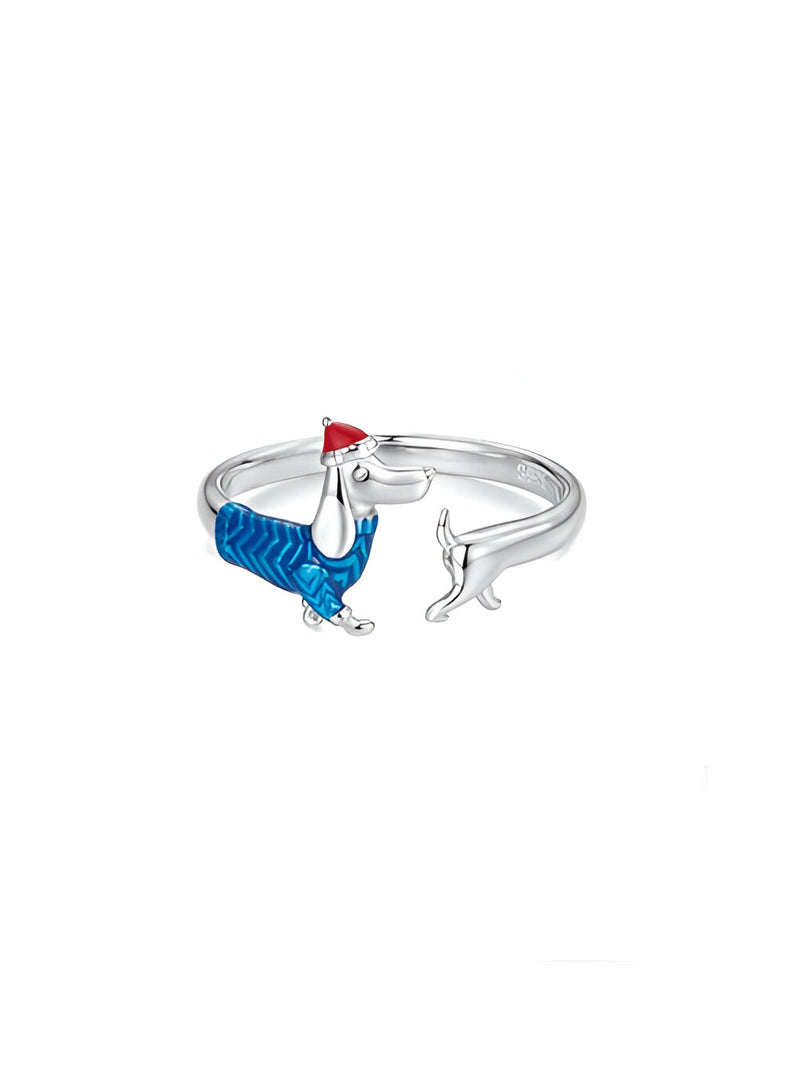 Anore – Sterling Silver Holiday Pup Enamel Ring