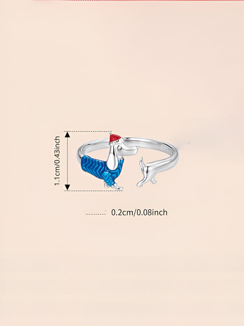 Anore – Sterling Silver Holiday Pup Enamel Ring
