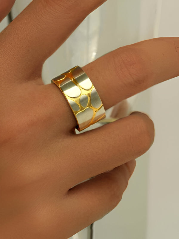 Dual-Tone Geometric Band Ring