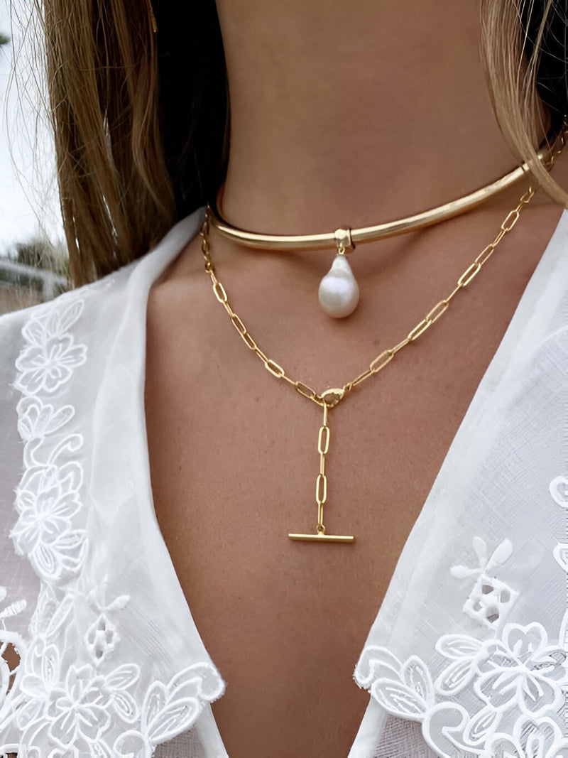 Pearl Charm Minimalist Open Choker