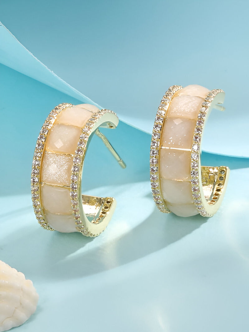 Crystal Ivory Dainty Hoop Earrings