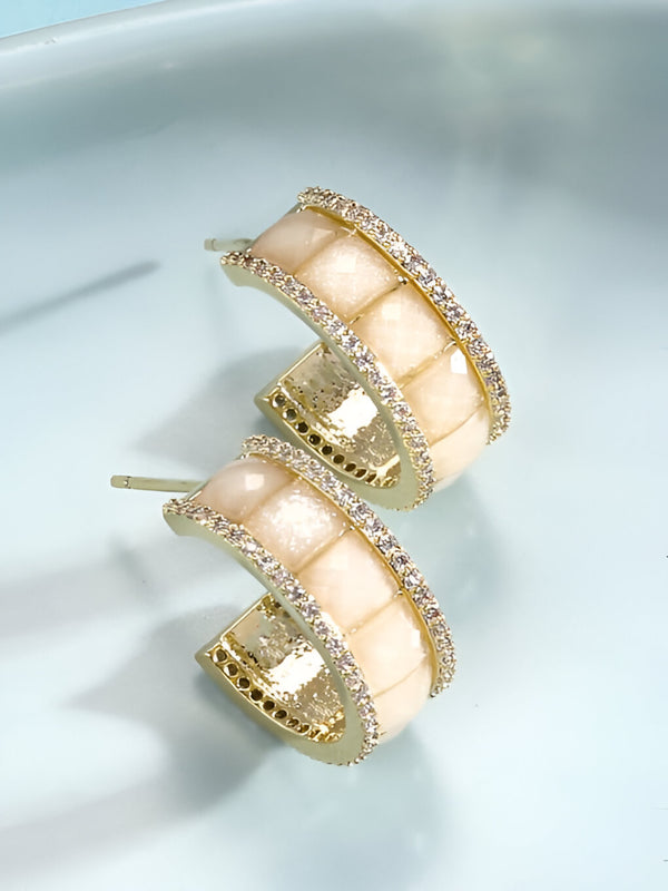 Crystal Ivory Dainty Hoop Earrings