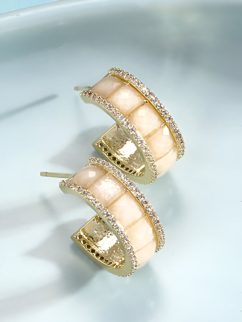 Crystal Ivory Dainty Hoop Earrings