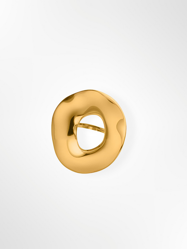 Bold Sculpted Circle Ring – 18K Gold Plated | Anore