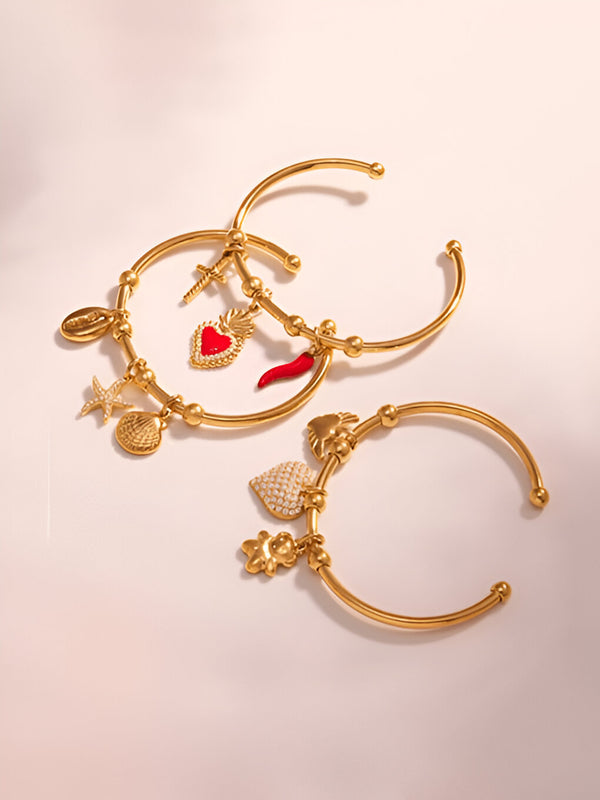 Anore – Charm Story Gold Cuff Bracelet
