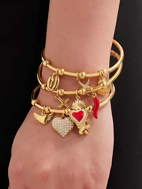 Anore – Charm Story Gold Cuff Bracelet