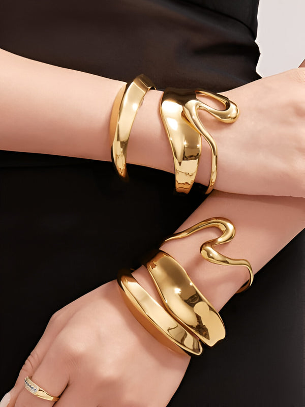 Irregular Gold Cuff Bracelet (Set of 3)