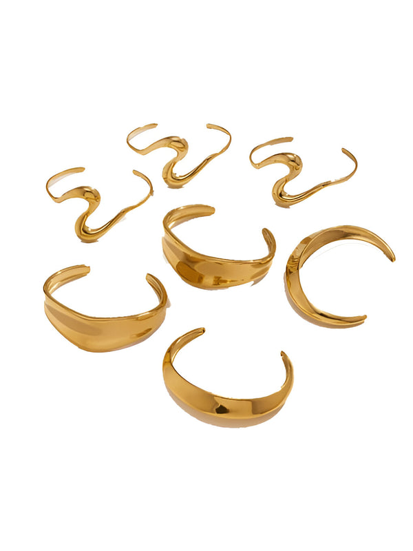 Irregular Gold Cuff Bracelet (Set of 3)