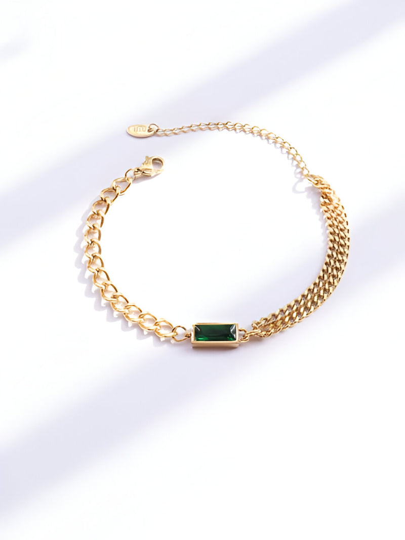 Emerald Luxe Geometric Necklace & Bracelet Set