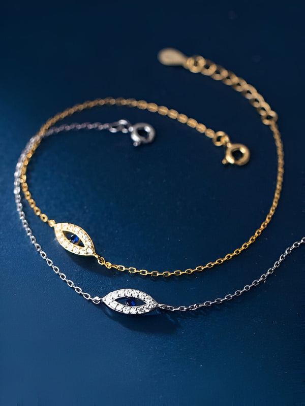 Sterling Silver Evil Eye Minimalist Bracelet