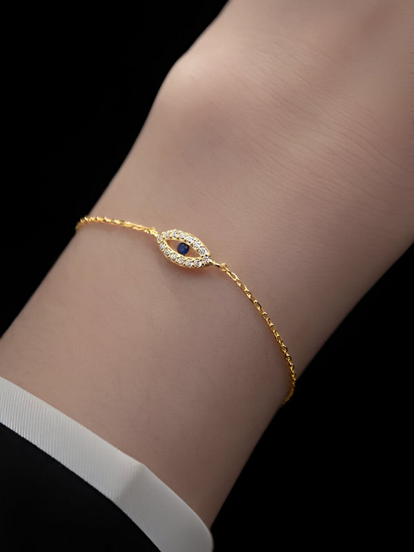 Sterling Silver Evil Eye Minimalist Bracelet