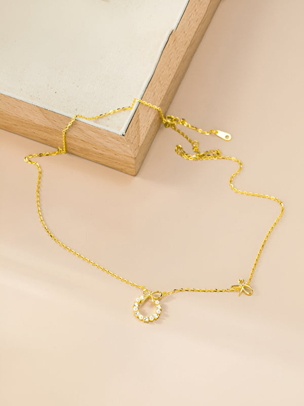 Celeste Bow Zircon Necklace