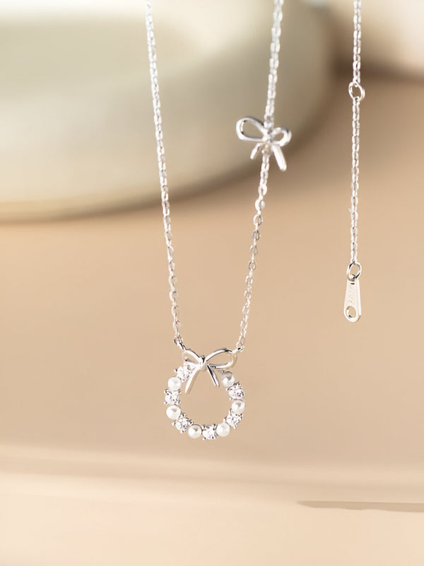 Celeste Bow Zircon Necklace