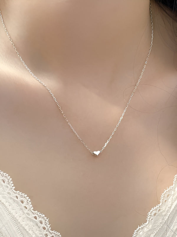 Sterling Silver Heart Minimalist Necklace