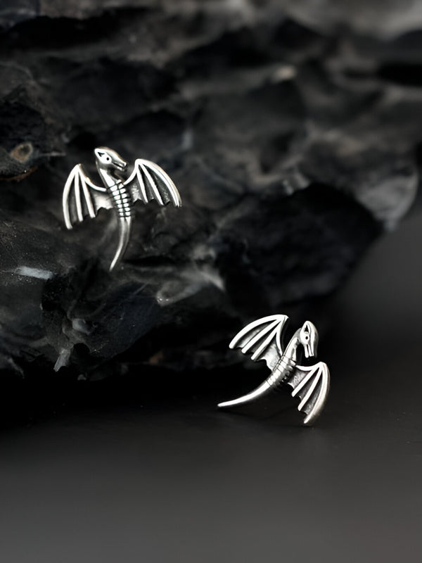 Sterling Silver Dragon Wing Stud Earrings