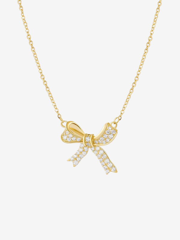Crystal Bow Dainty Necklace