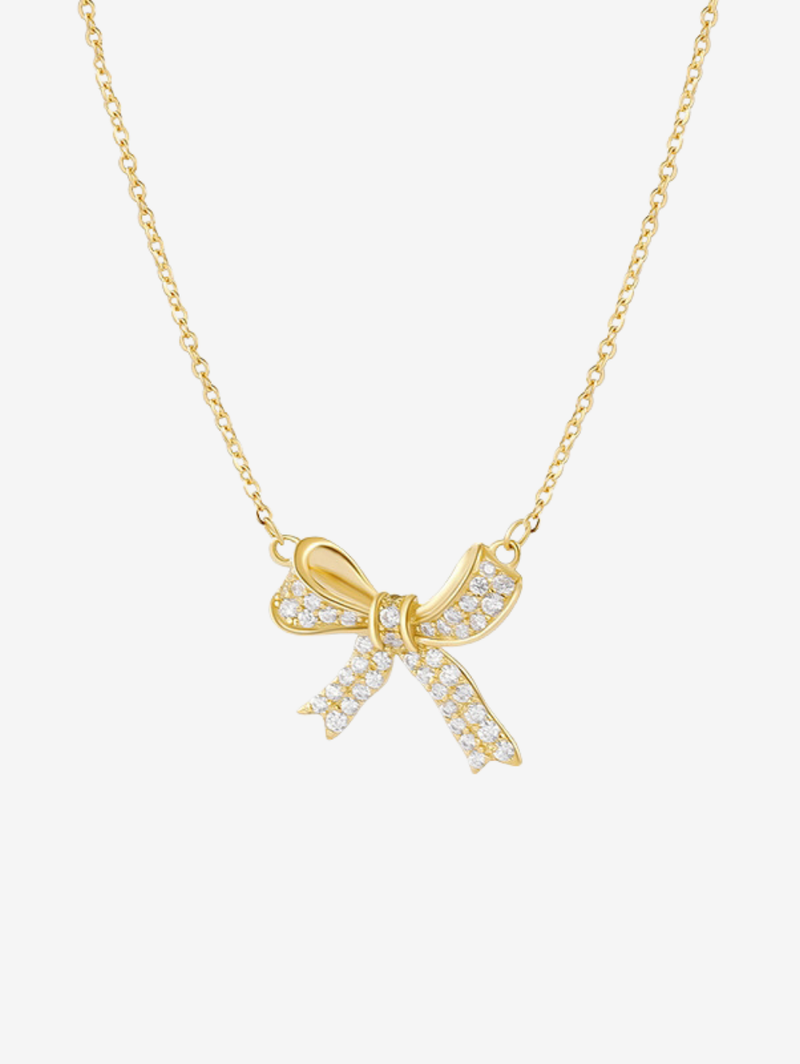Crystal Bow Dainty Necklace