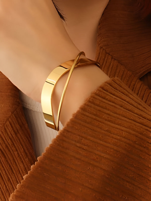 Smooth Cross Minimalist Cuff Bangle