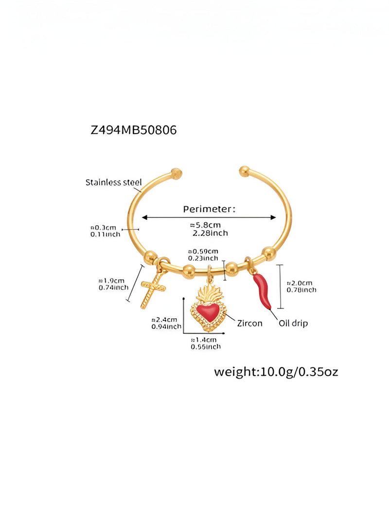 Anore – Charm Story Gold Cuff Bracelet